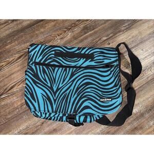 Yak Pak Turquoise& Black Zebra Print Laptop Book Bag Travel Shoulder Strap Bag